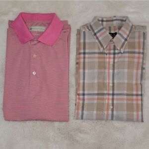 JoS. A. Bank Traveler LS Button Up & Donald Ross SS Polo Men's Shirt Bundle Sz L